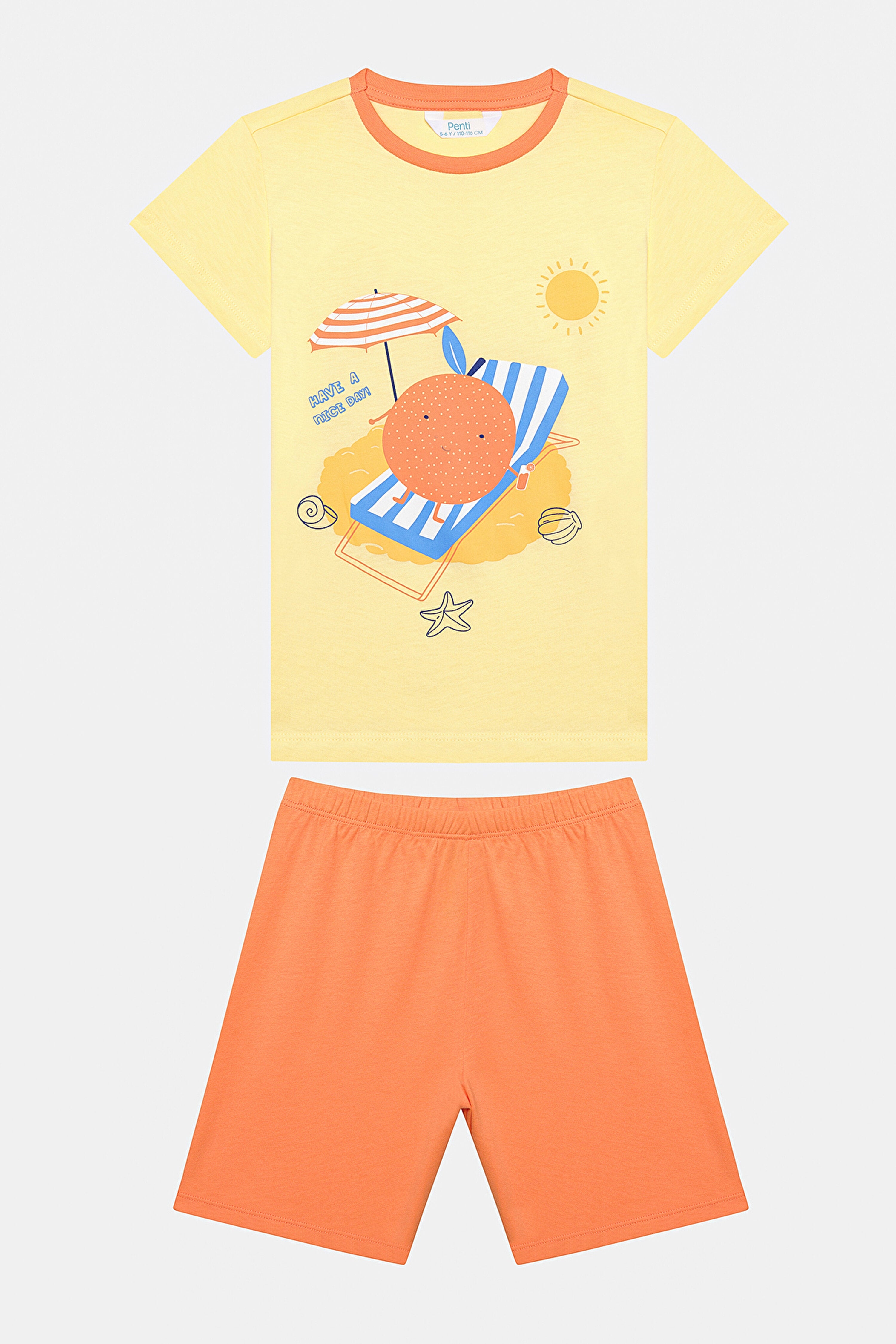 Boys Orange 2in1 PJ Set