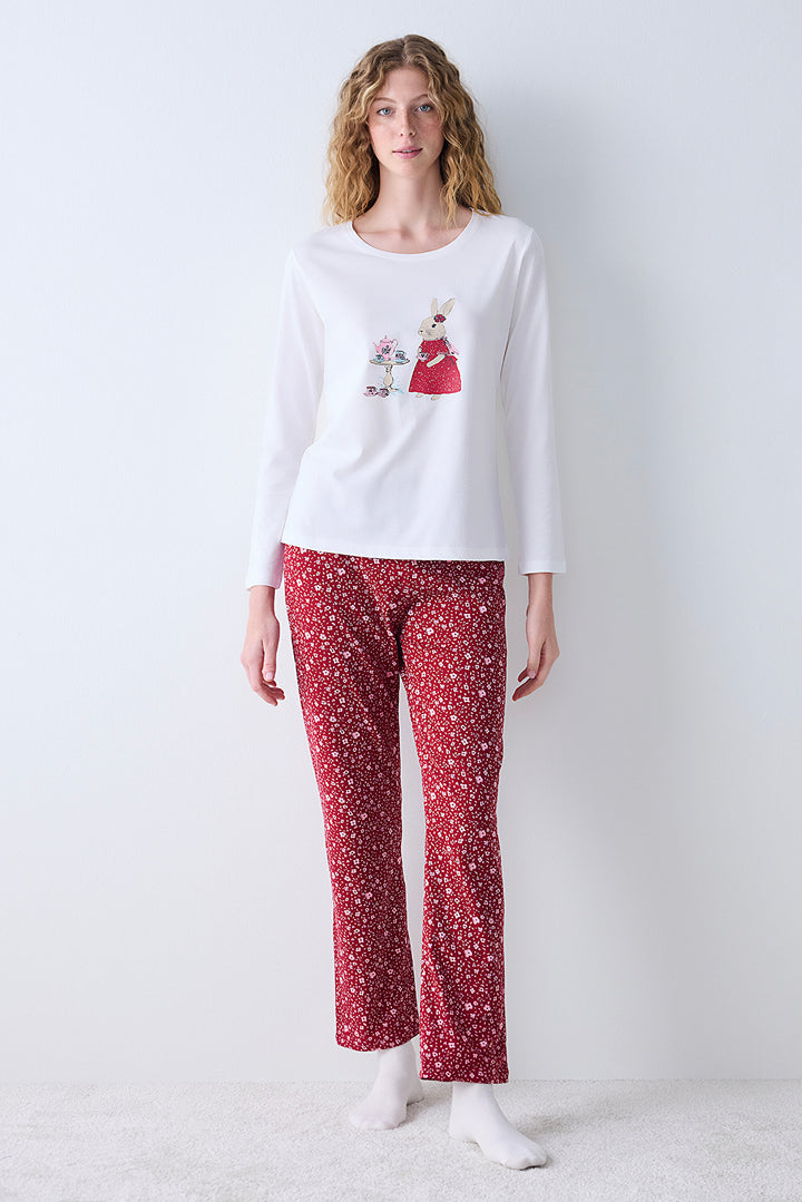 Pretty Flowers Multicolored Pants Pajama Set