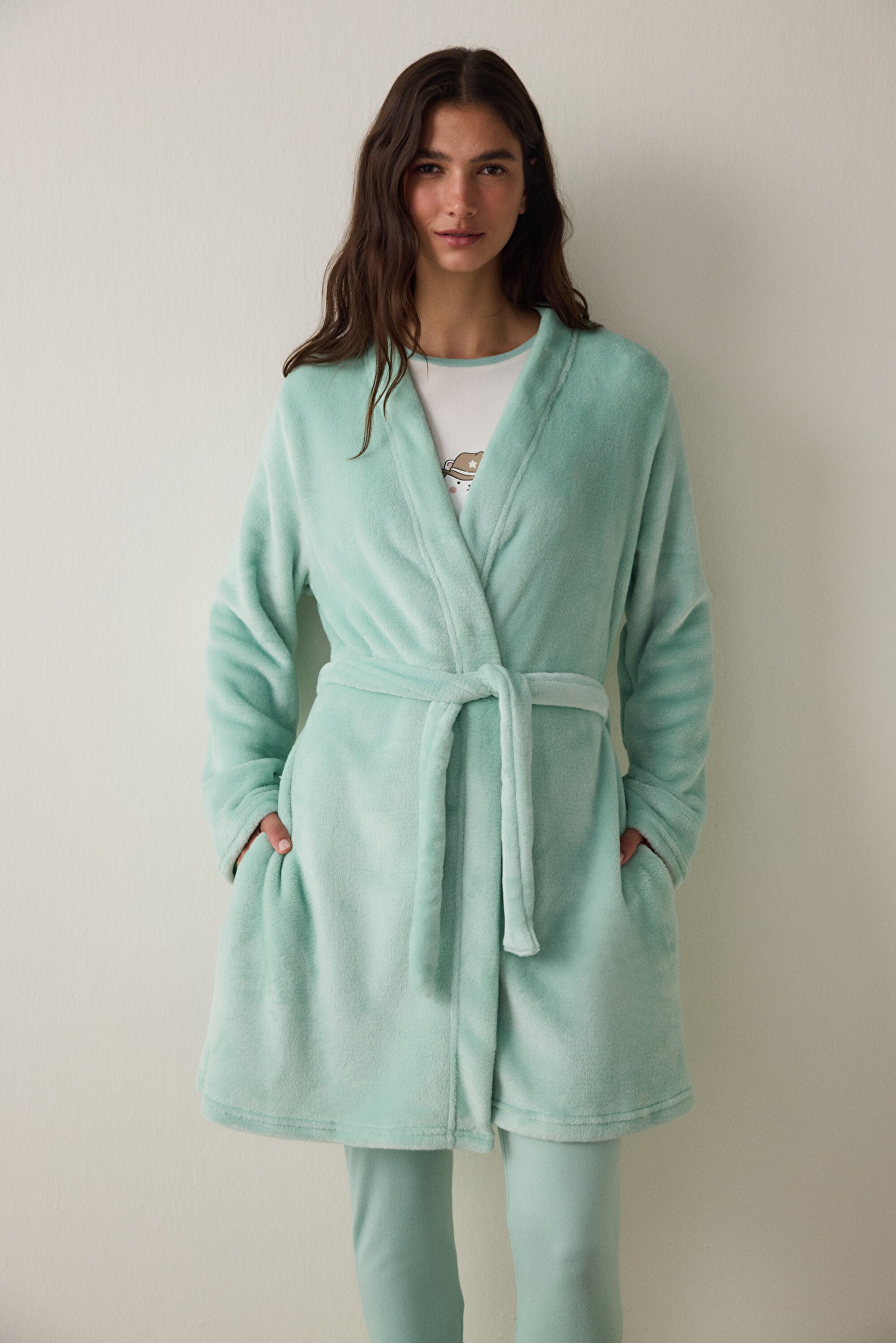 Mint Sleep-In Belted Soft Thermal Robe