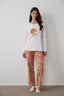 Tan Cookies Crew Neck Long Sleeve Cotton Pajama Set