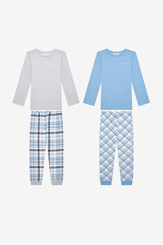 Cotton Boy Plaid 2-Piece Multicolored Pajama Set Hover Image