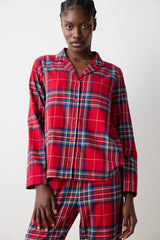 New York Red Checked Red Shirt Pants Pajama Set
