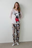 Beige Mickey Mouse Print Crew Neck Cotton Long-Sleeve Pajama Set