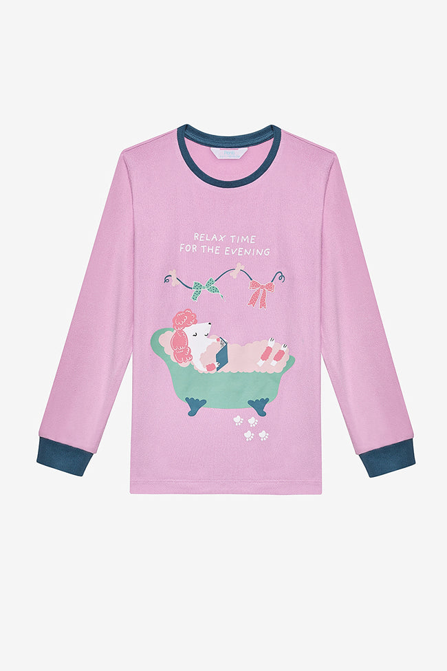 Girl Relax Time Thermal Lilac Pajama Set Main Image