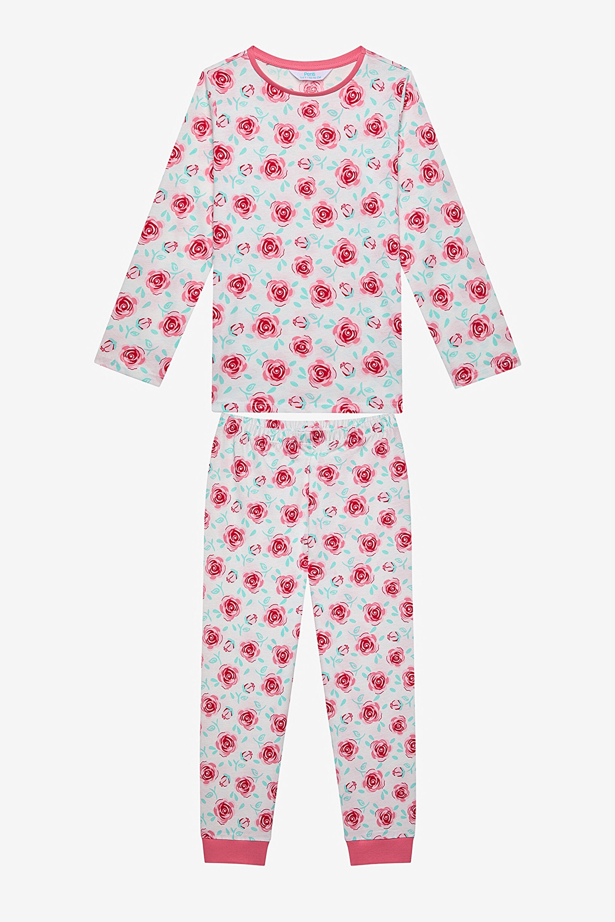 Girl Rose 2-Piece Multicolored Pajama Set