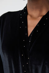 Party Velvet Black Dressing Gown