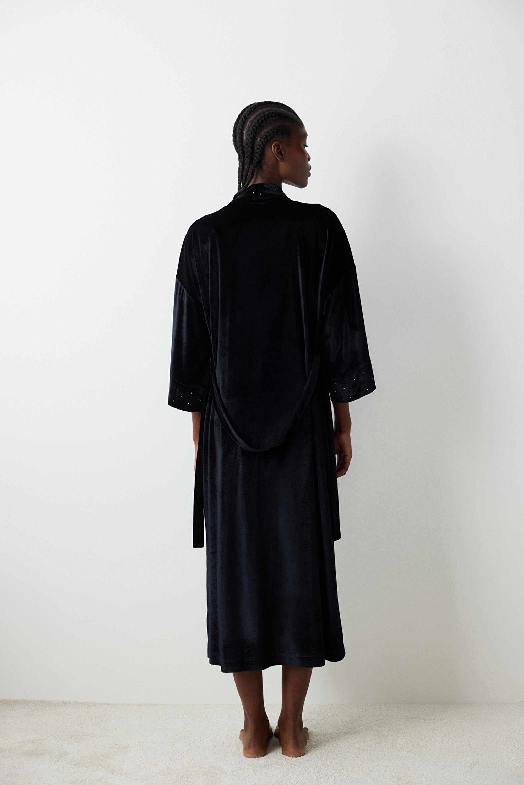 Party Velvet Black Dressing Gown