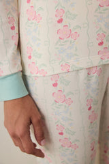 Gardenya Cute Flowers Thermal Effect Crew Neck Long Sleeve Pajama Top