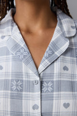 Grey Checked Dark Grey Shirt Pants Pajama Set