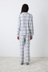 Grey Checked Dark Grey Shirt Pants Pajama Set