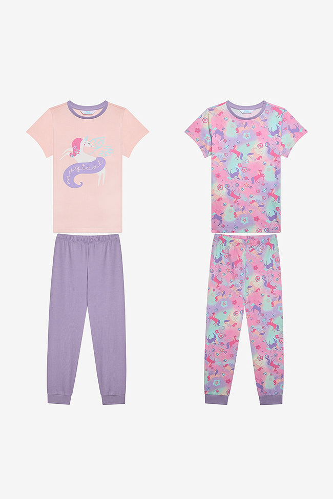 Girls Magical 2-Piece Multicolored Pajama Set Hover Image