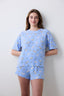 Bowtiful Printed T-Shirt Light Blue Pajama Top