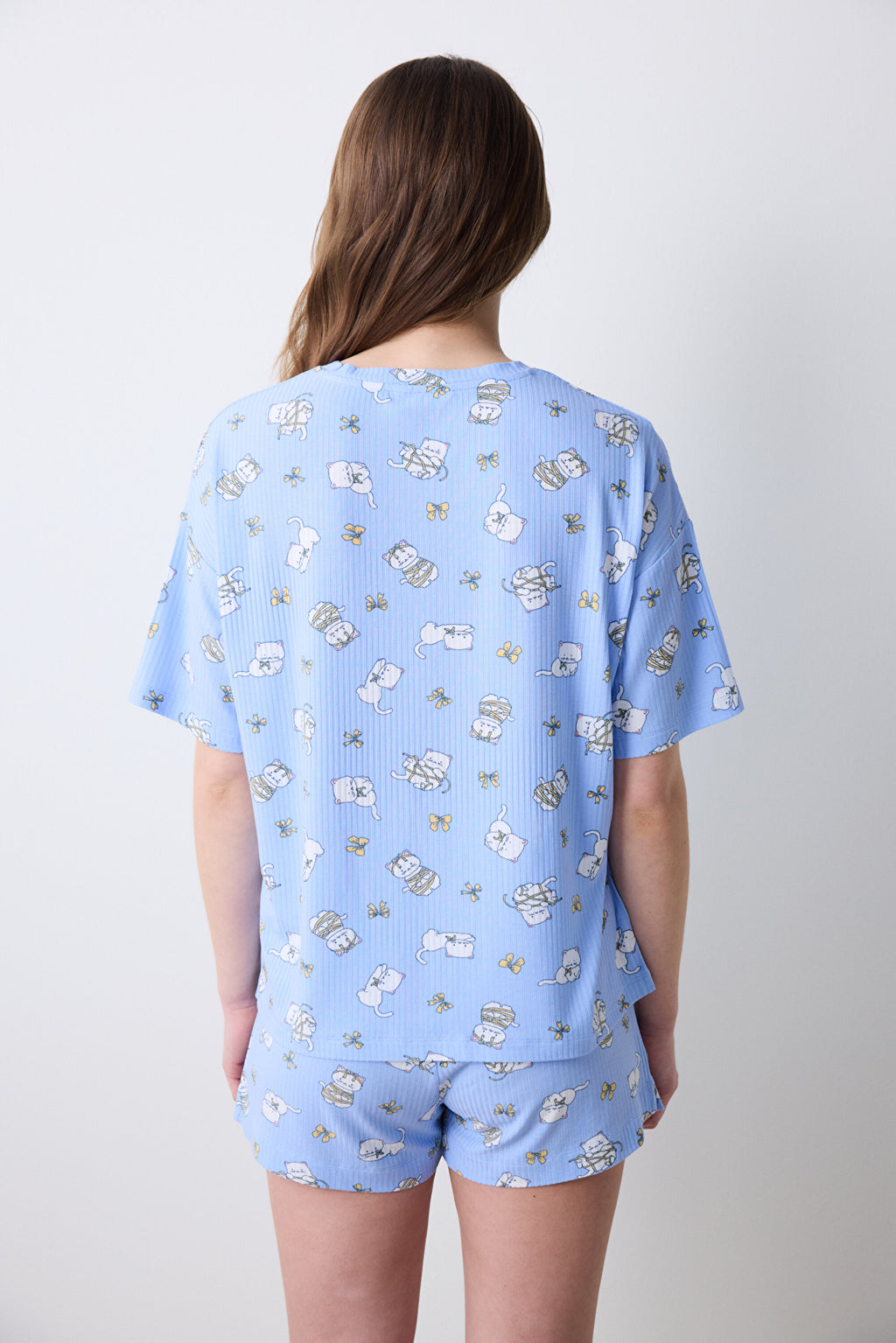 Bowtiful Printed T-Shirt Light Blue Pajama Top