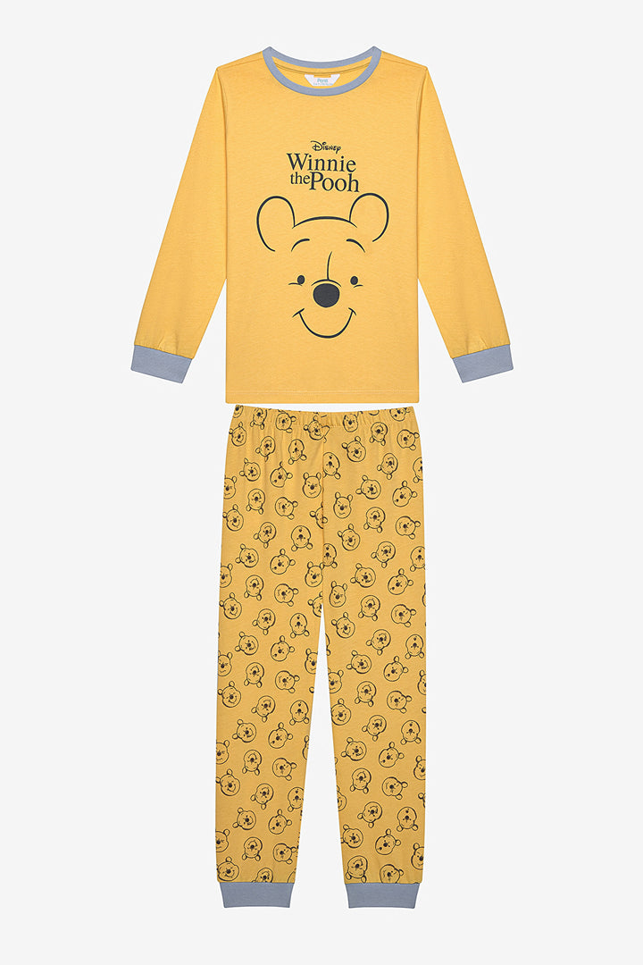 Cotton Unisex Winnie Pooh Yellow Pajama Set