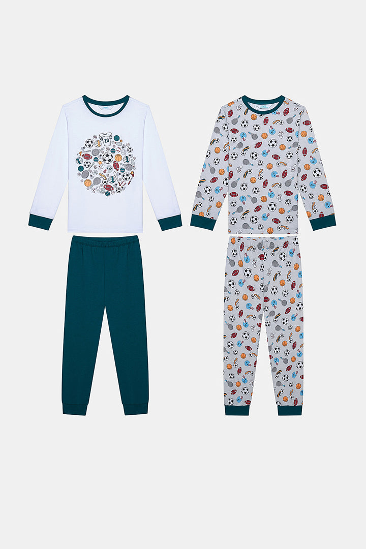 Cotton Boy Sporty 2-Piece Multicolored Pajama Set