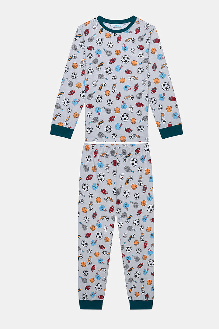 Cotton Boy Sporty 2-Piece Multicolored Pajama Set