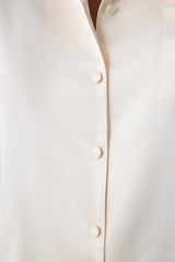 Satin Solid Shirt Pants Cream Pajama Set - Penti Loves Paris Collection