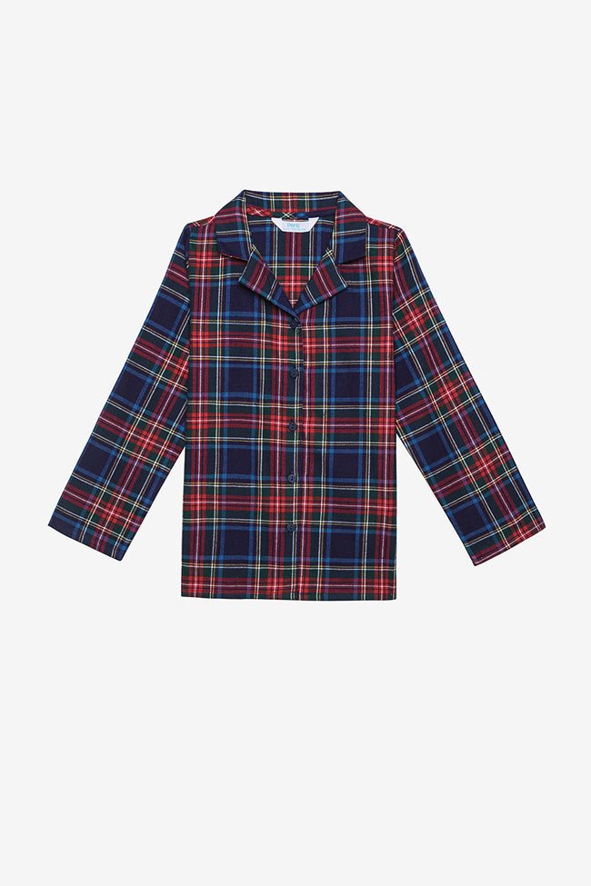 Cotton Unisex Kids Navy Plaid Fam Red Shirt Pajama Set Main Image