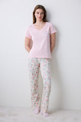 Pink Roses Pants Pajama Set