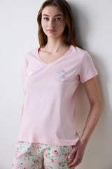 Pink Roses Pants Pajama Set
