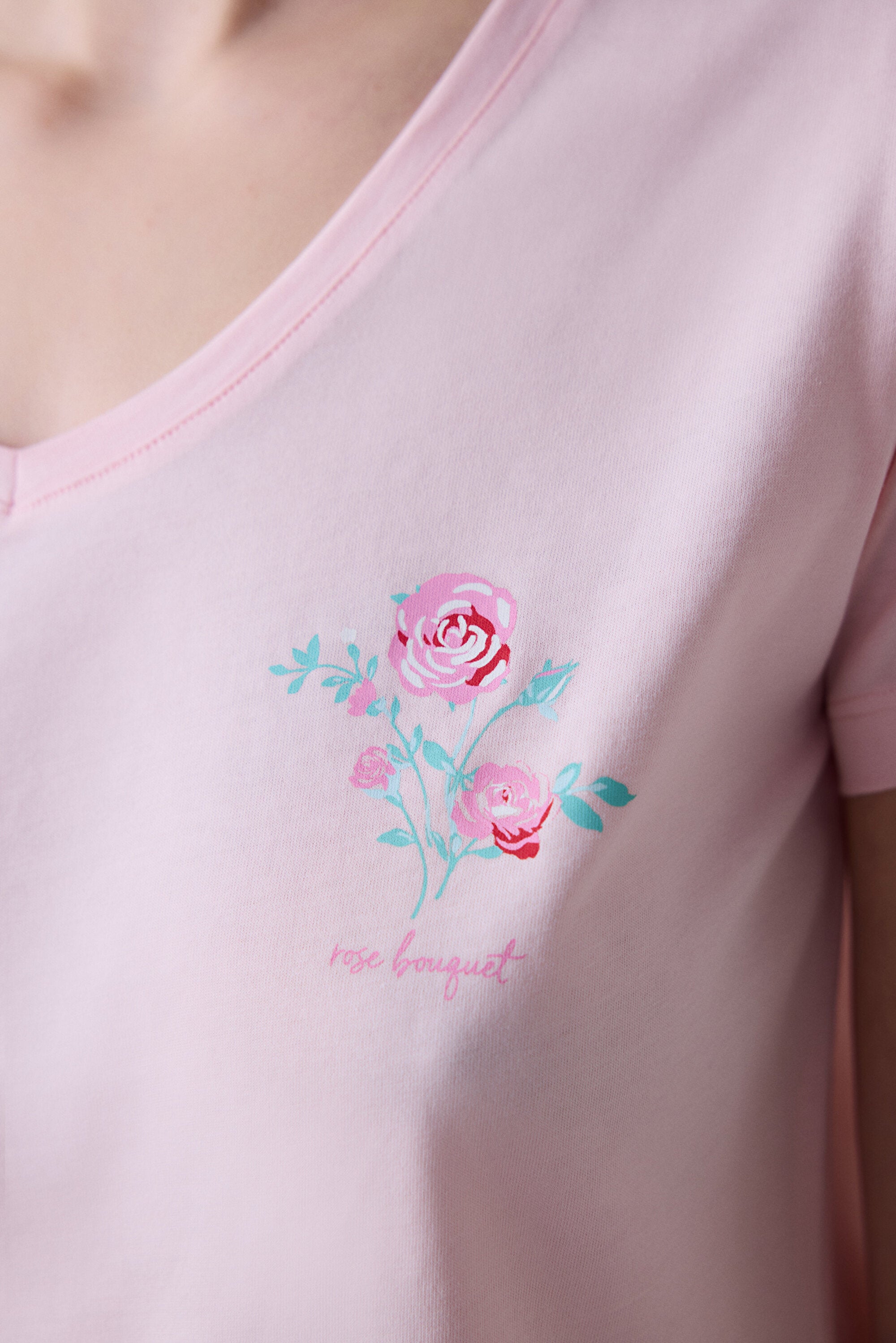 Pink Roses Pants Pajama Set