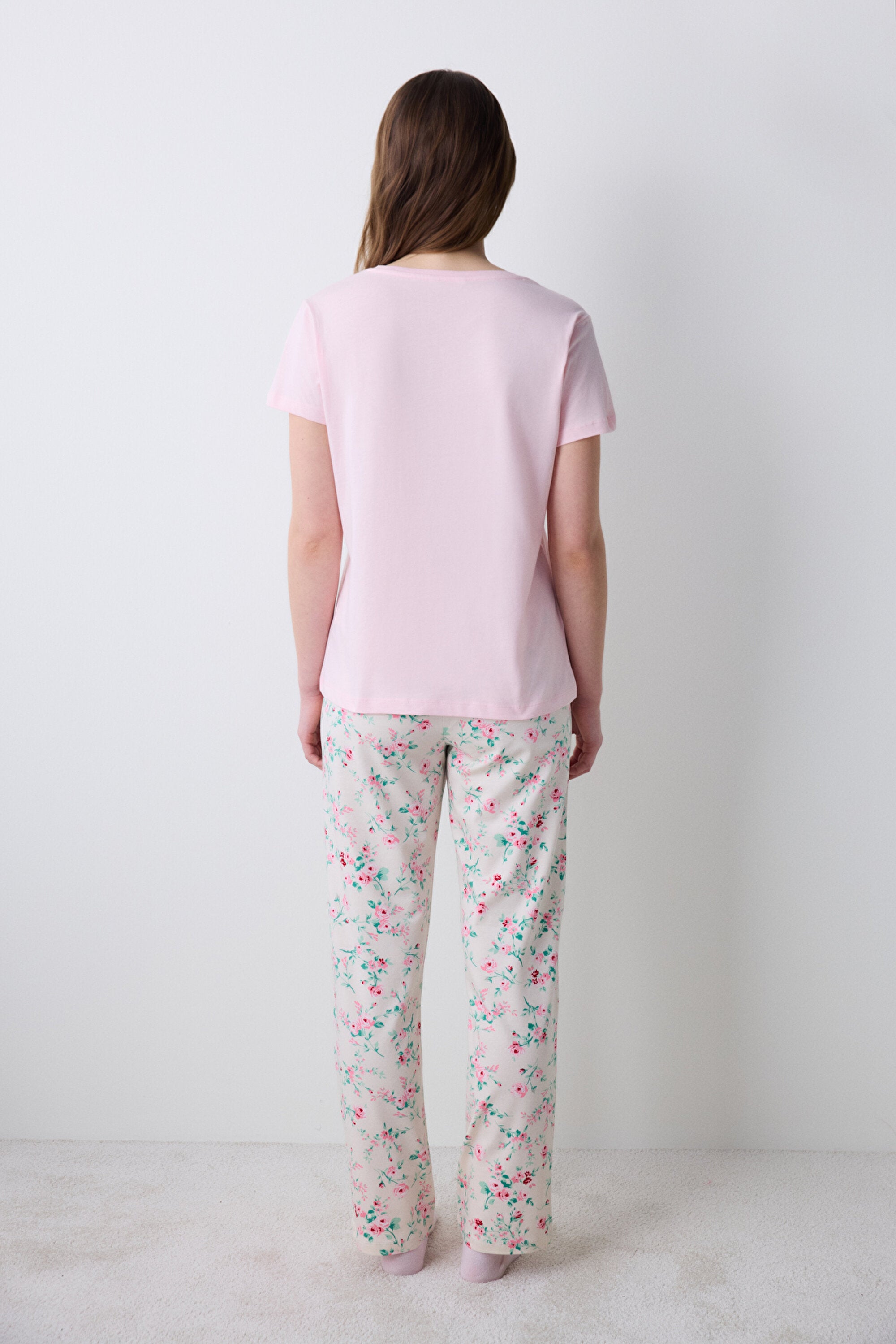 Pink Roses Pants Pajama Set