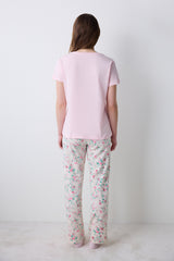 Pink Roses Pants Pajama Set
