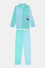 Cotton Boy Water Sport Off White Buttoned Shirt Pajama Set