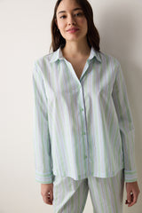 Perri Shirt Pants Striped Light Green Pajama Set