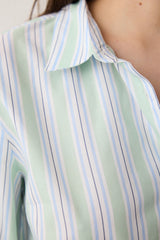 Perri Shirt Pants Striped Light Green Pajama Set