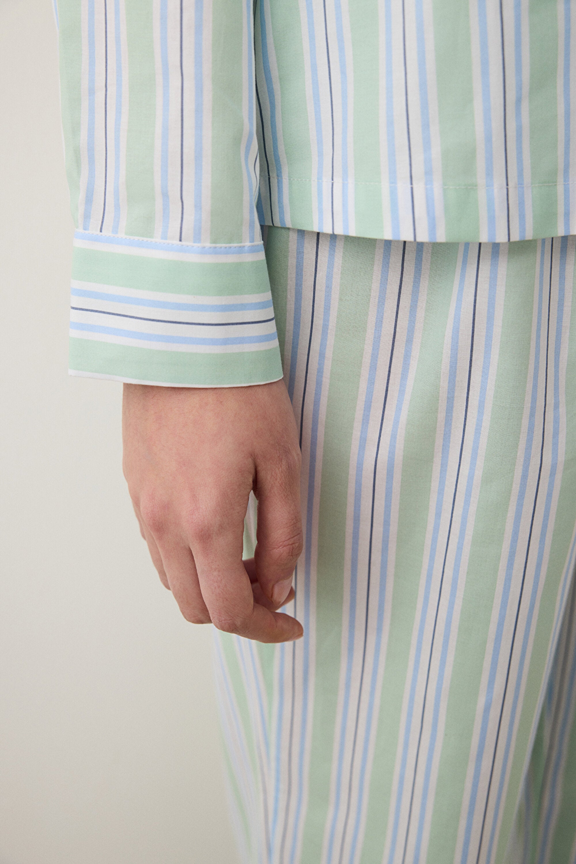 Perri Shirt Pants Striped Light Green Pajama Set