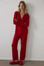 Red NY Time Corduroy Shirt Collar Long Sleeve Pajama Set