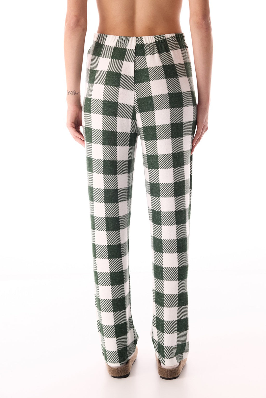 Dark Green With Love Plaid Thermal Pajama Bottoms