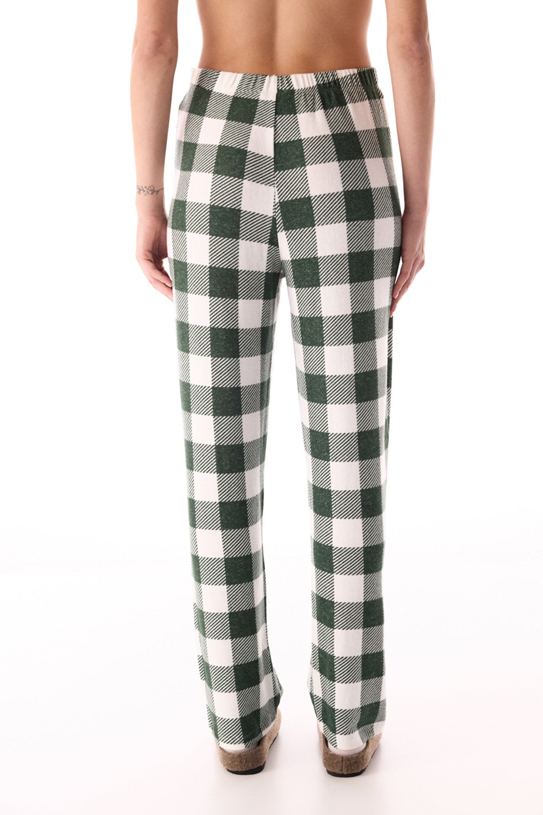 Dark Green With Love Plaid Thermal Pajama Bottoms