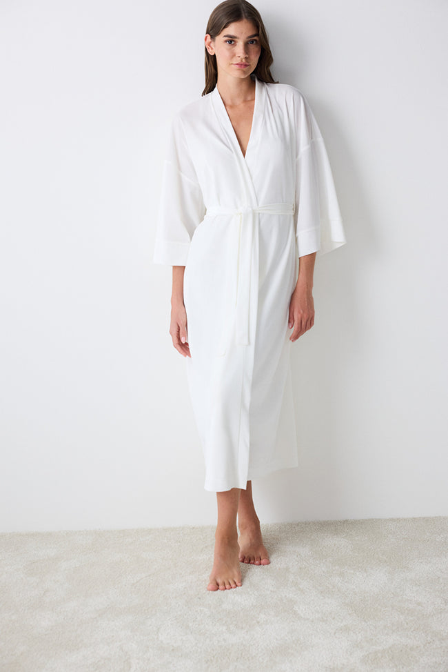 Maria Velvet Off White Dressing Gown Hover Image