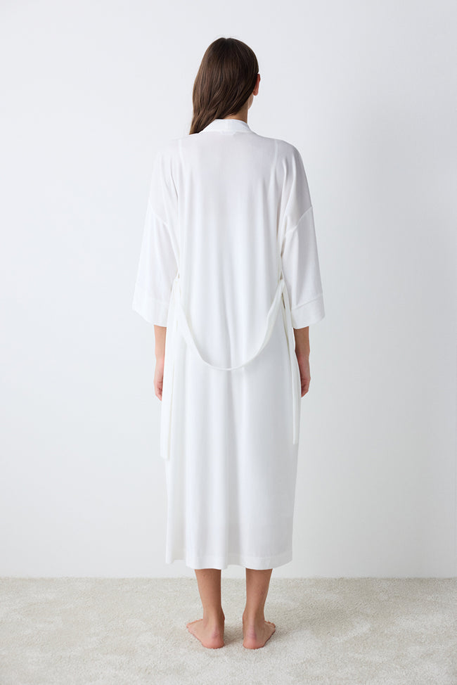 Maria Velvet Off White Dressing Gown Main Image
