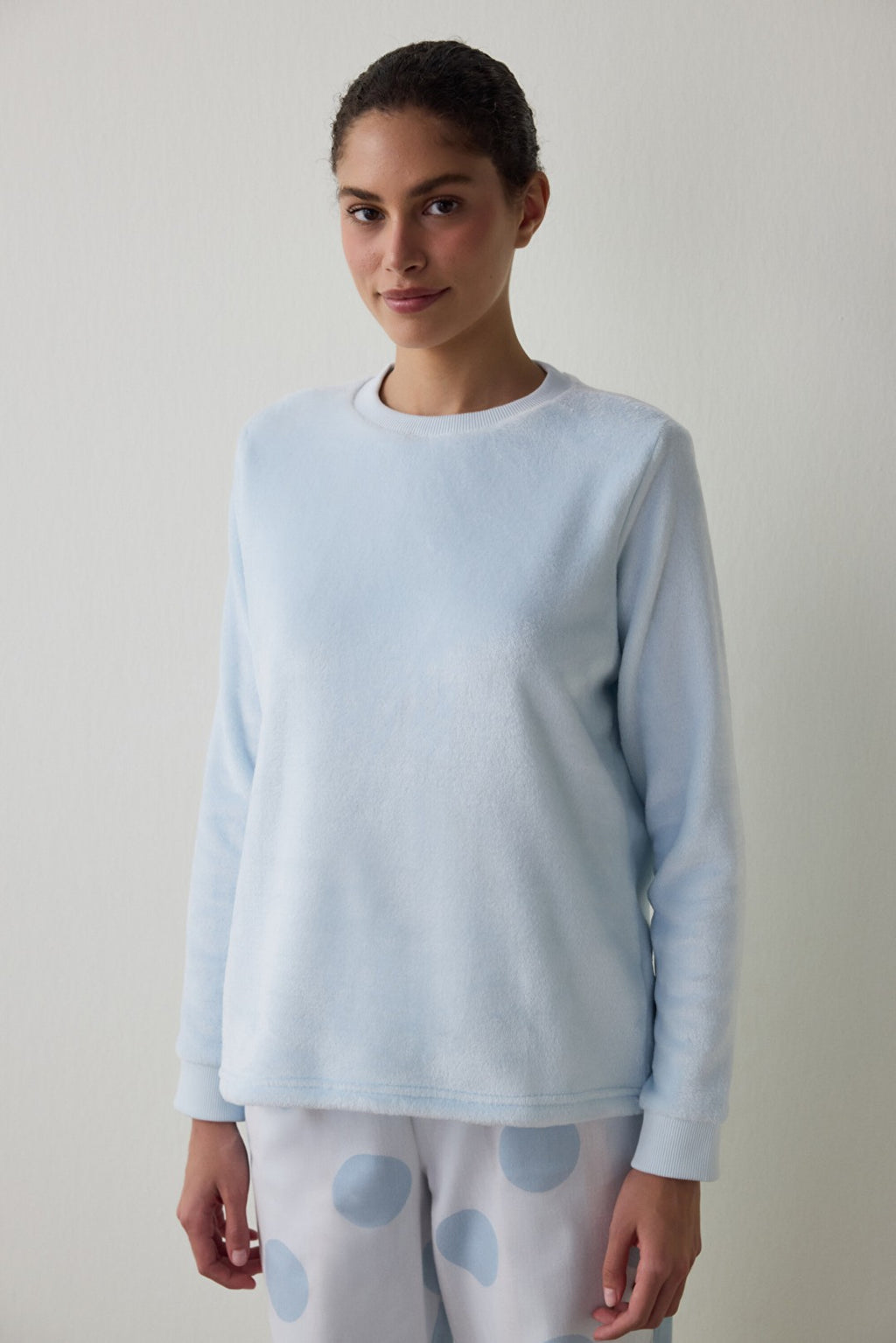 Light Blue Magic Crew Neck Sweatshirt Pajama Top