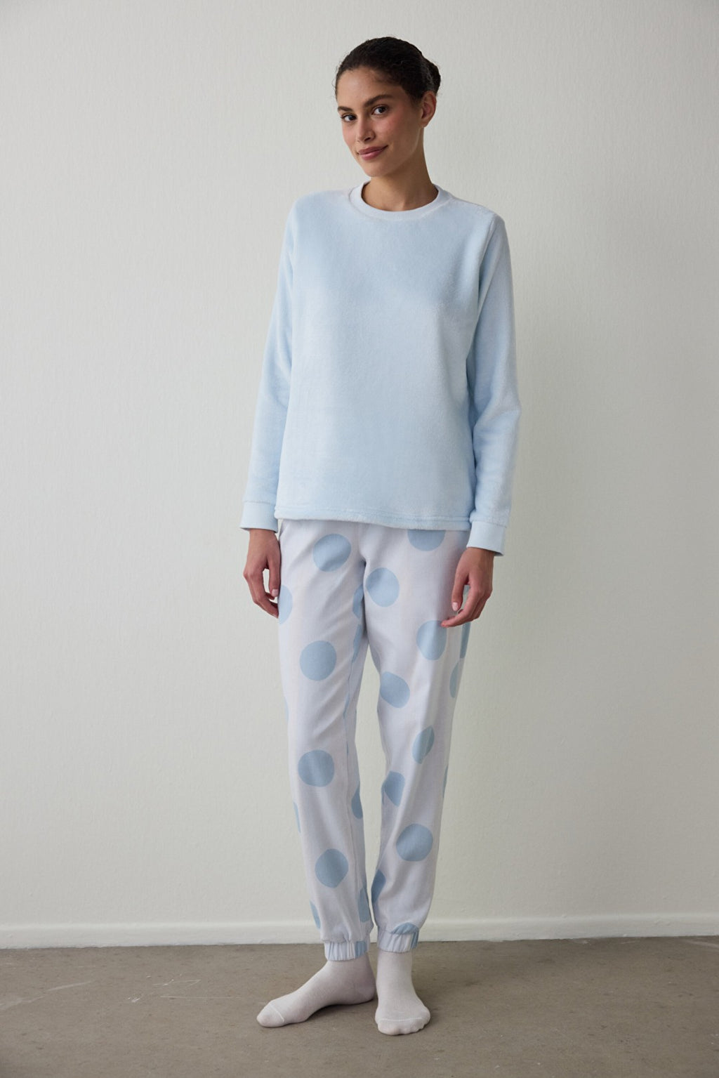 Light Blue Magic Crew Neck Sweatshirt Pajama Top