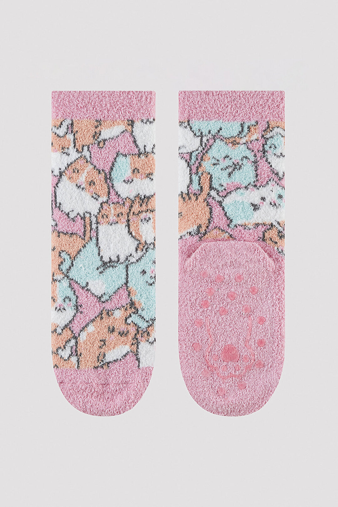 Girls Cat Patterned Pink Socket