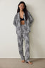 Off White Angie Striped Shirt Collar Long Sleeve Pajama Set