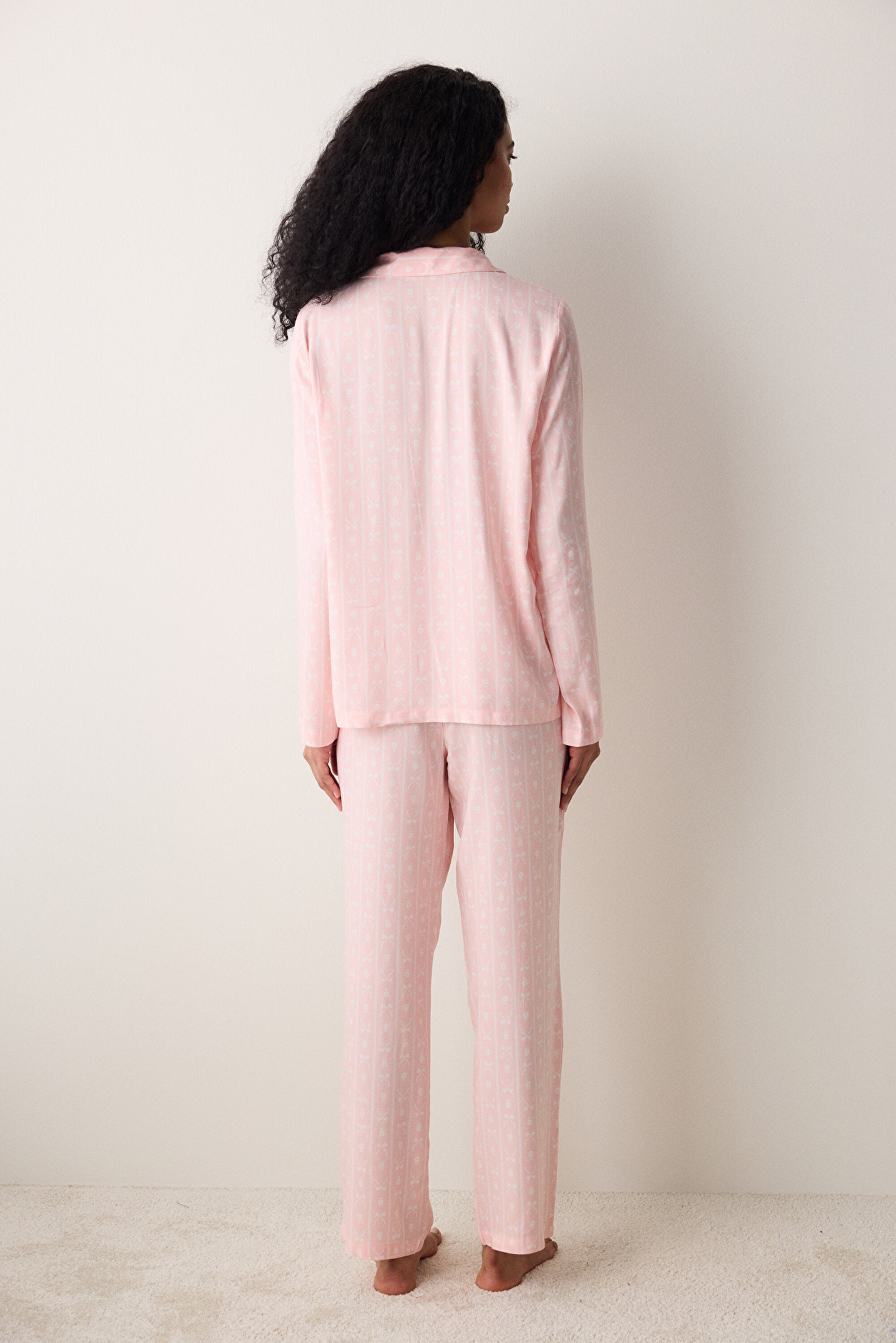 Cute Bows Shirt Pants Pajama Set