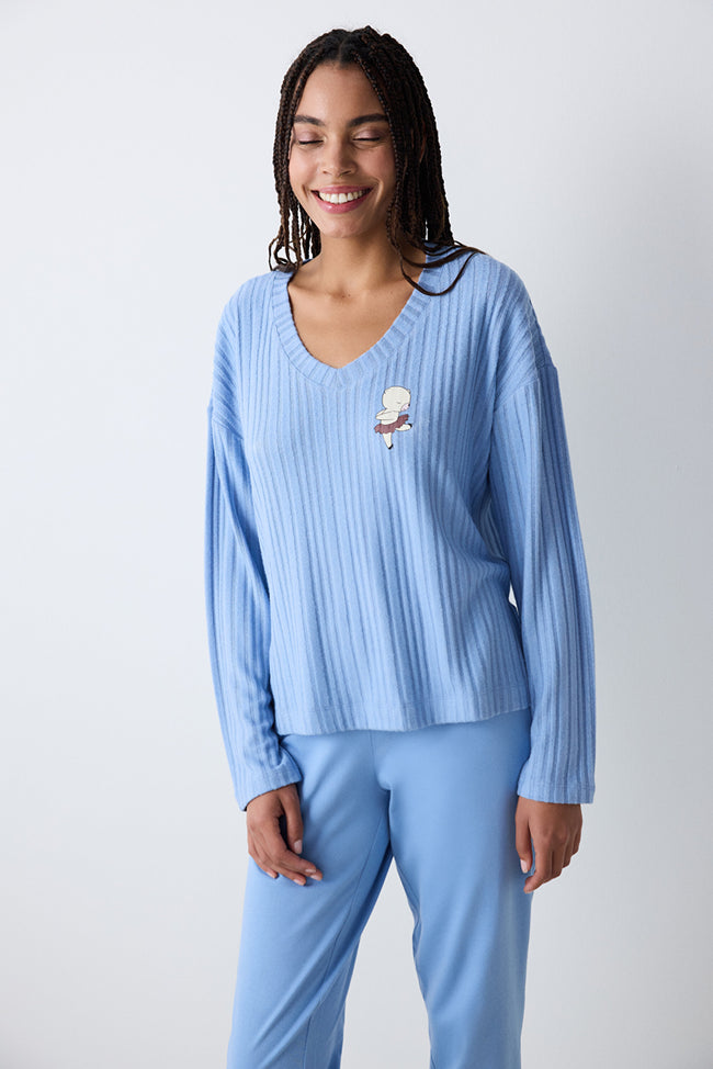 Bearlerina Blue Pants Pajama Set Hover Image