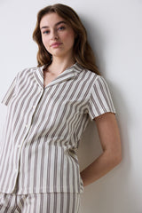 Open Mind Shirt Pants Ecru Pajama Set