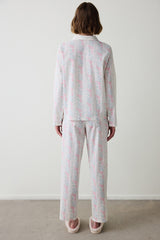 Gardenya Cute Flowers Floral Shirt Collar Long Sleeve Pajama Set