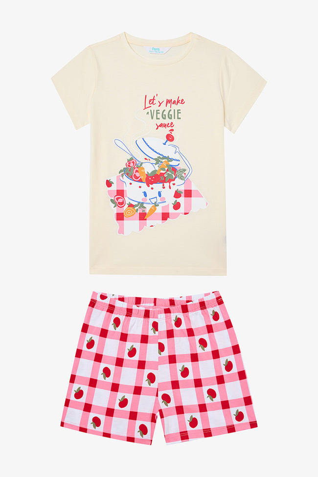 Girls Tomato Sauce Multicolored 2-Piece Pajama Set Main Image