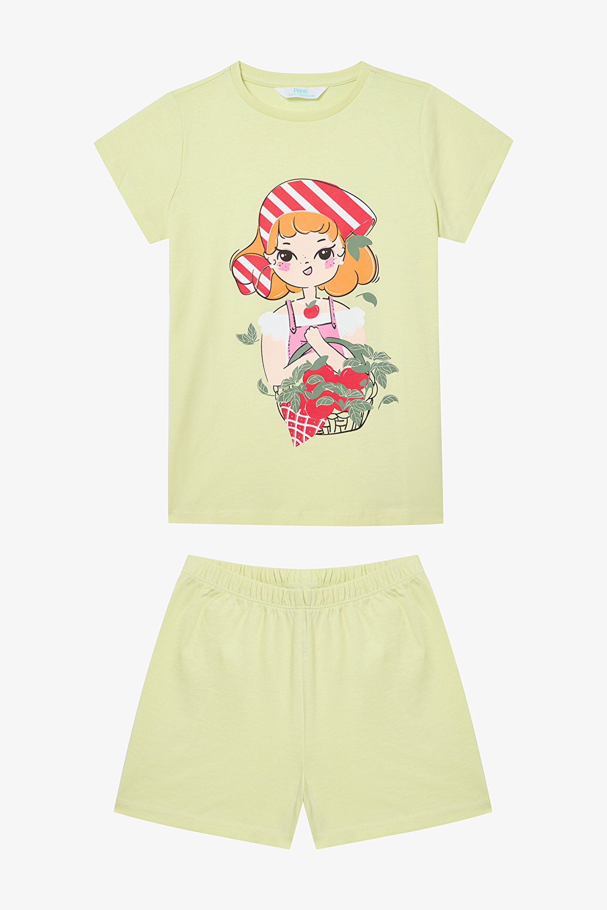 Girls Tomato Sauce Multicolored 2-Piece Pajama Set