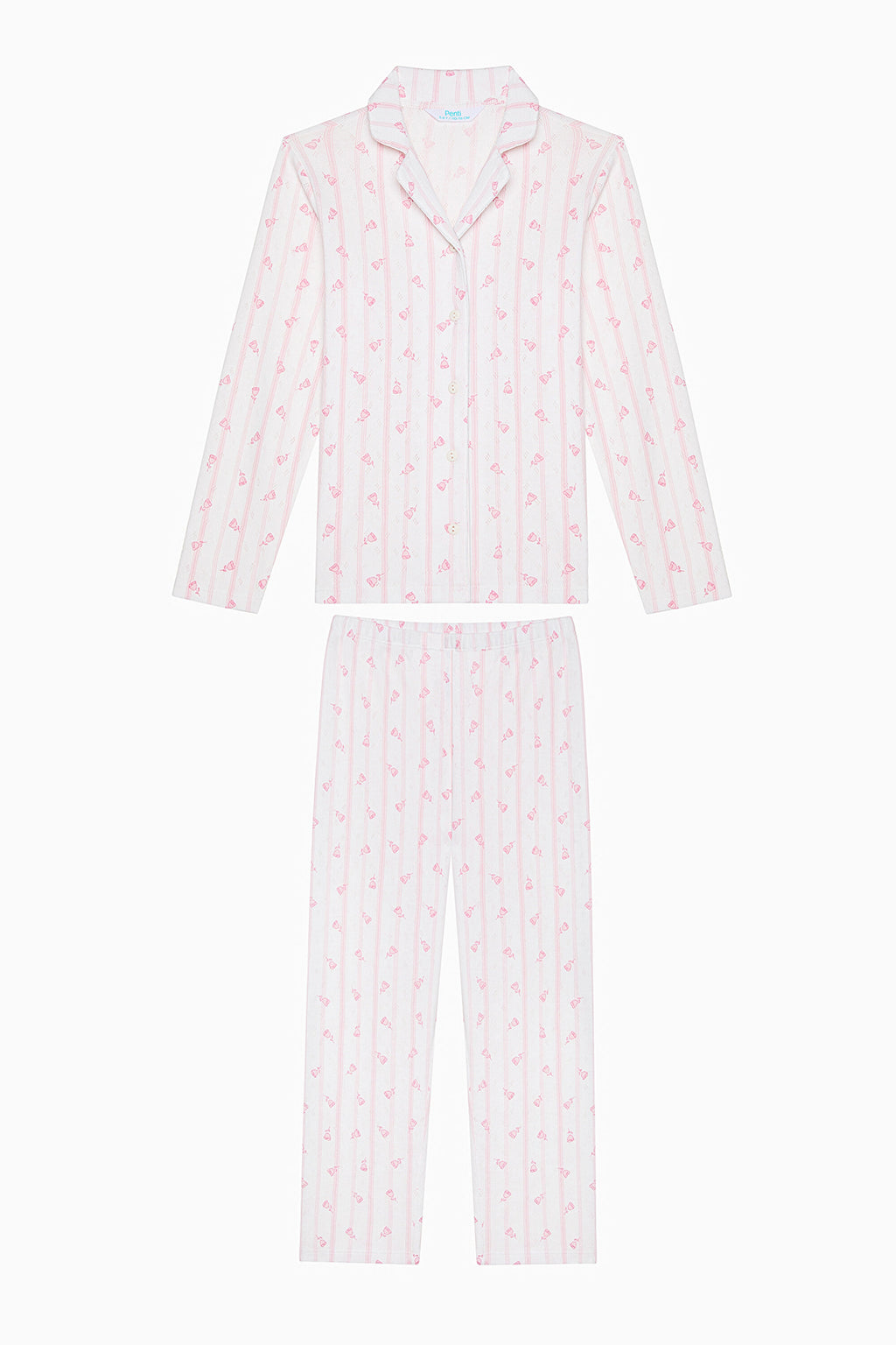 Girl Roses Shirt Off White Pajama Set