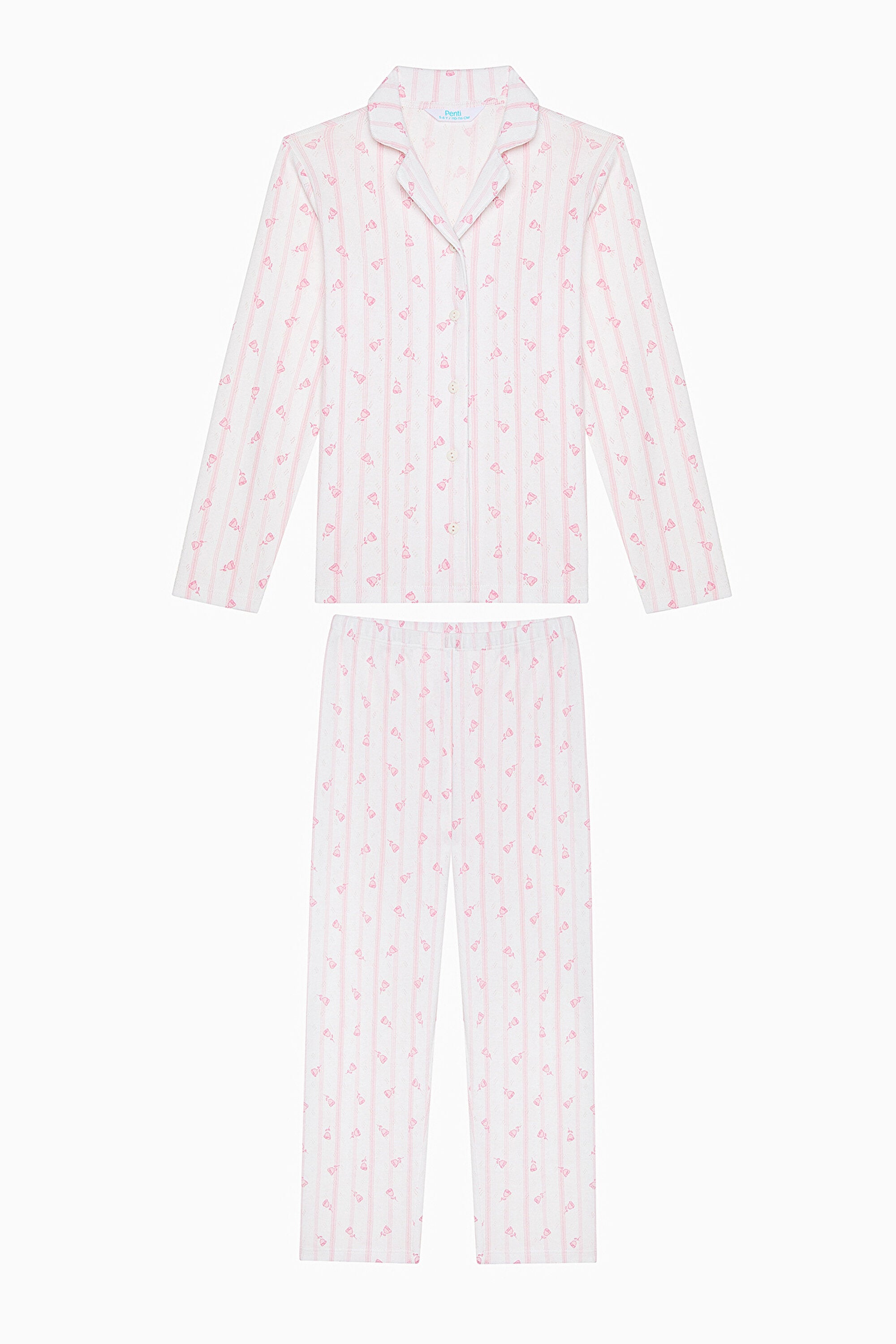 Girl Roses Shirt Off White Pajama Set