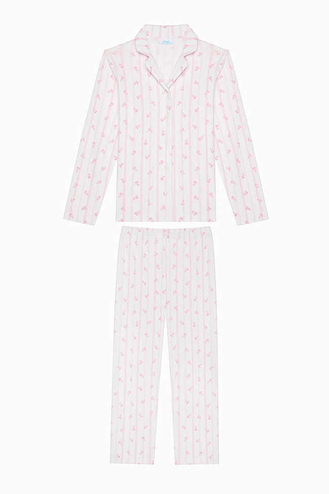 Girl Roses Shirt Off White Pajama Set Hover Image