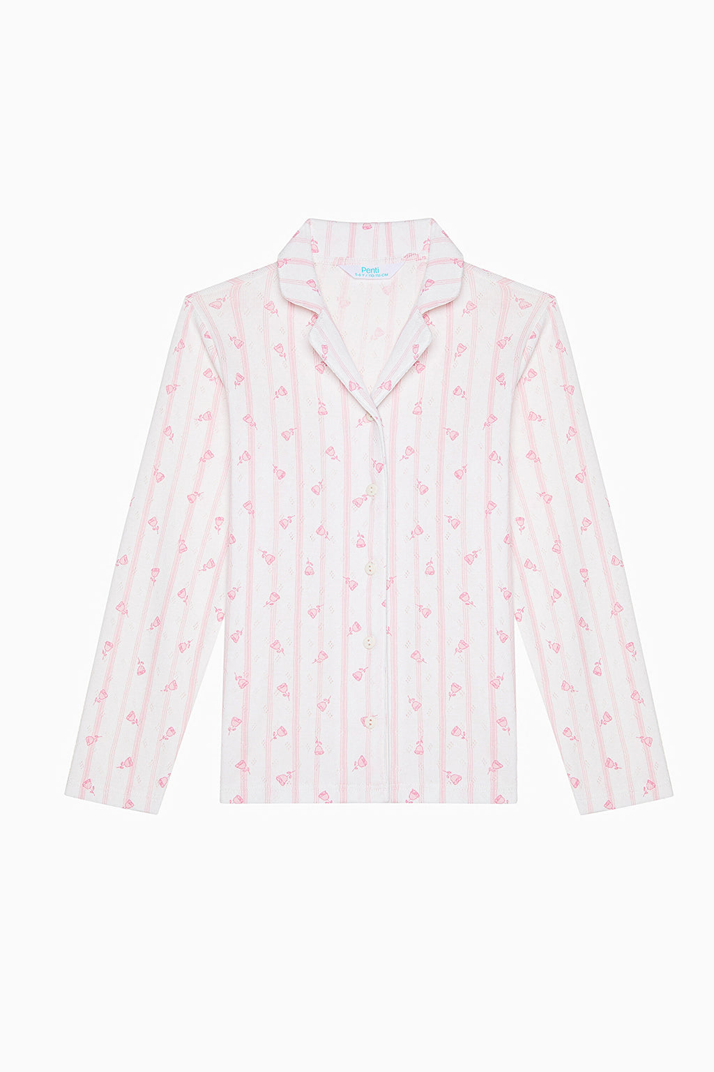 Girl Roses Shirt Off White Pajama Set